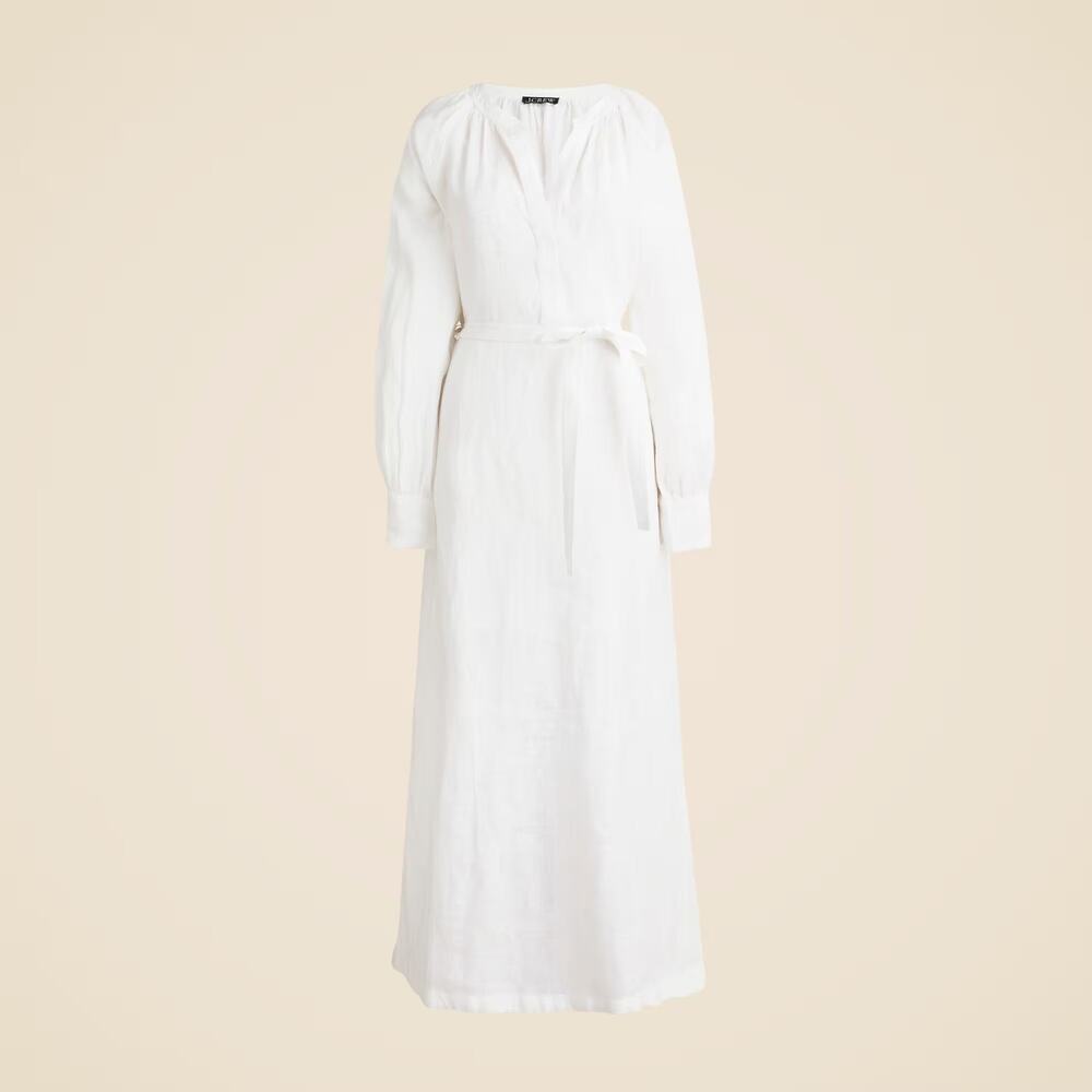 J.Crew Cabana Long Sleeves V-Neck Dress In Linen - XXS